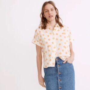 Madewell Hilltop Shirt in Daisy Groove Oversized Front Button Groovy Boho XXS